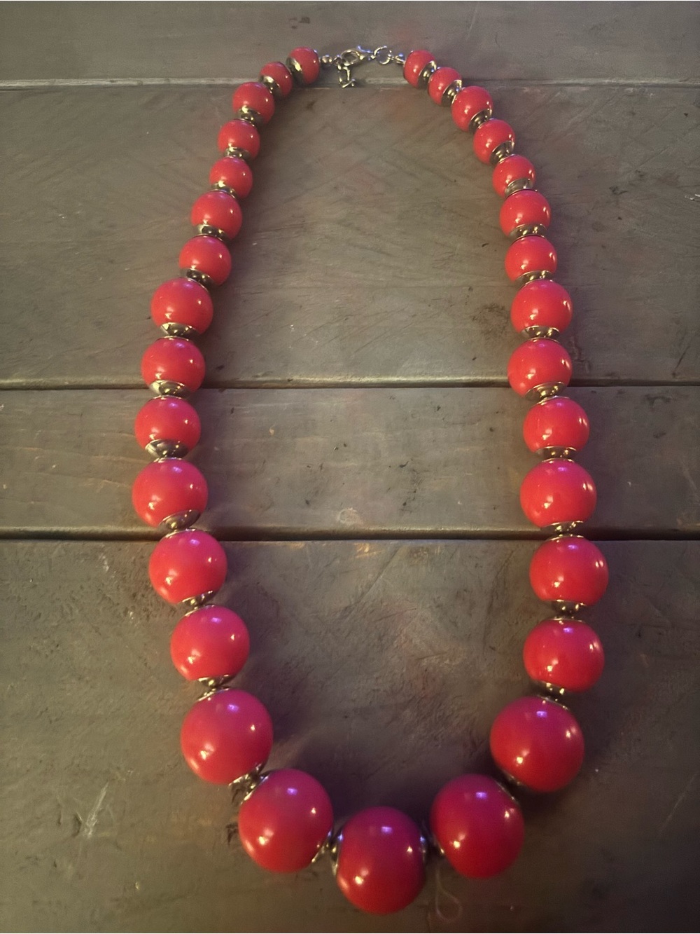 Handcrafted Red Beaded Necklace with Gold Spacers